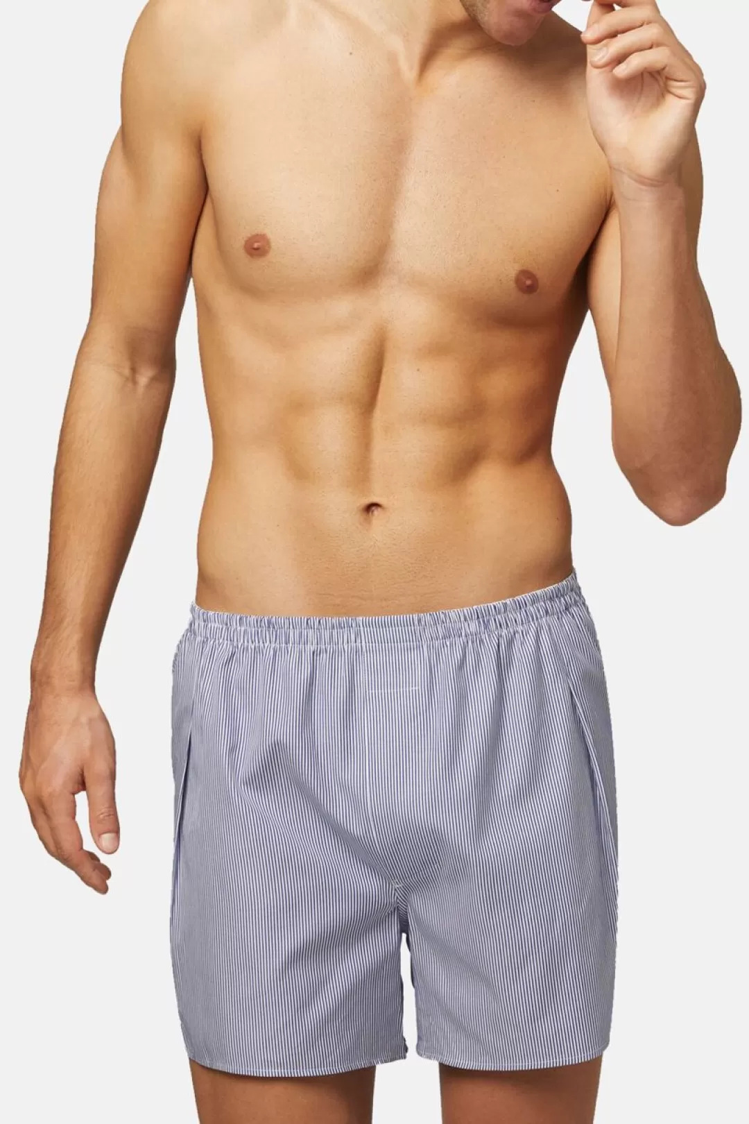 Boggi Boxer In Cotone A Righe Blu Bastoncino Blu Store