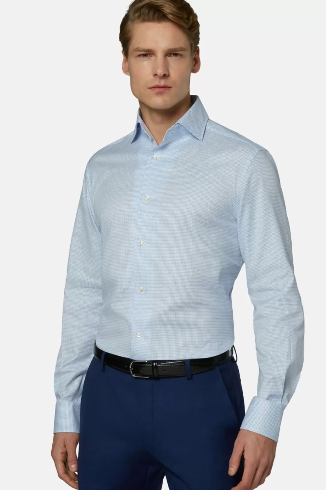 Boggi Camicia A Quadretti Azzurri In Cotone Regular Fit Azzurro Best Sale