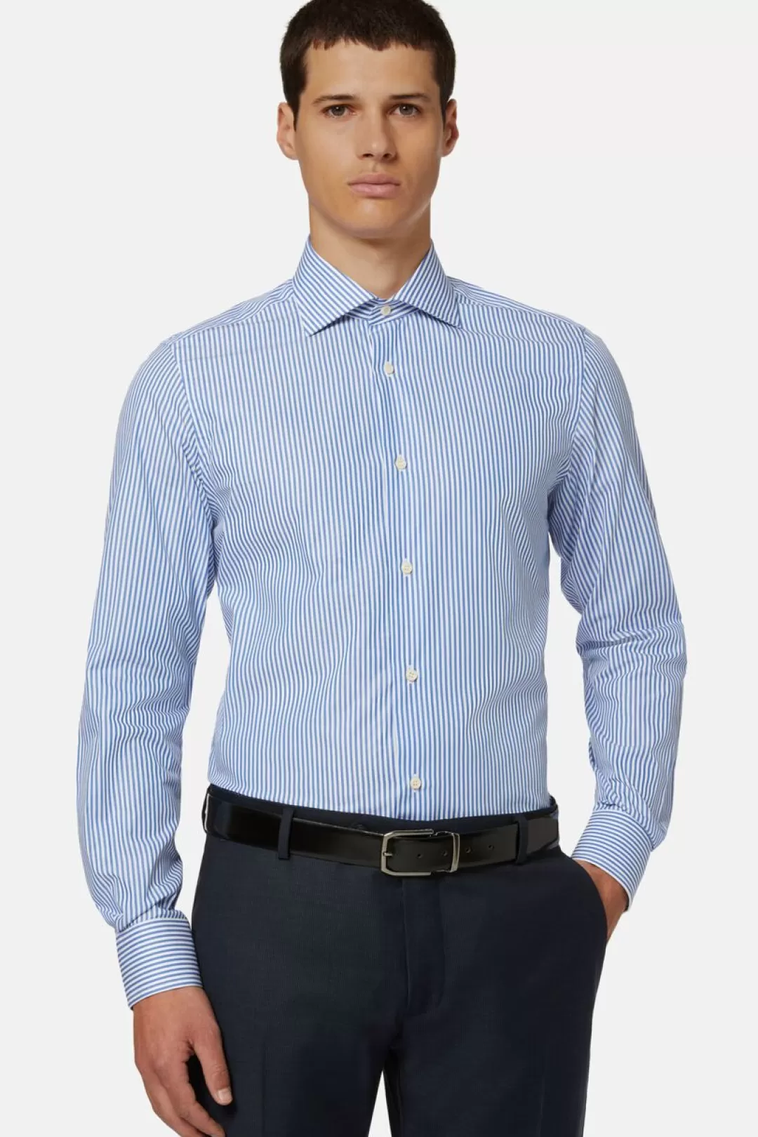 Boggi Camicia A Righe In Cotone Slim Fit Blu Outlet