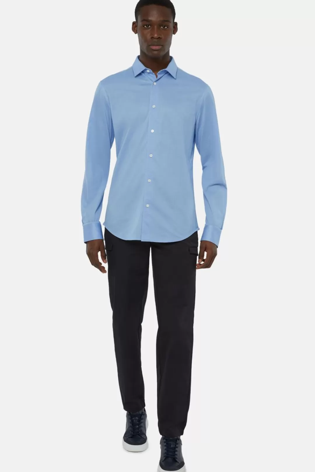 Boggi Camicia Azzurra In Cotone E Coolmax® Slim Fit Azzurro Shop