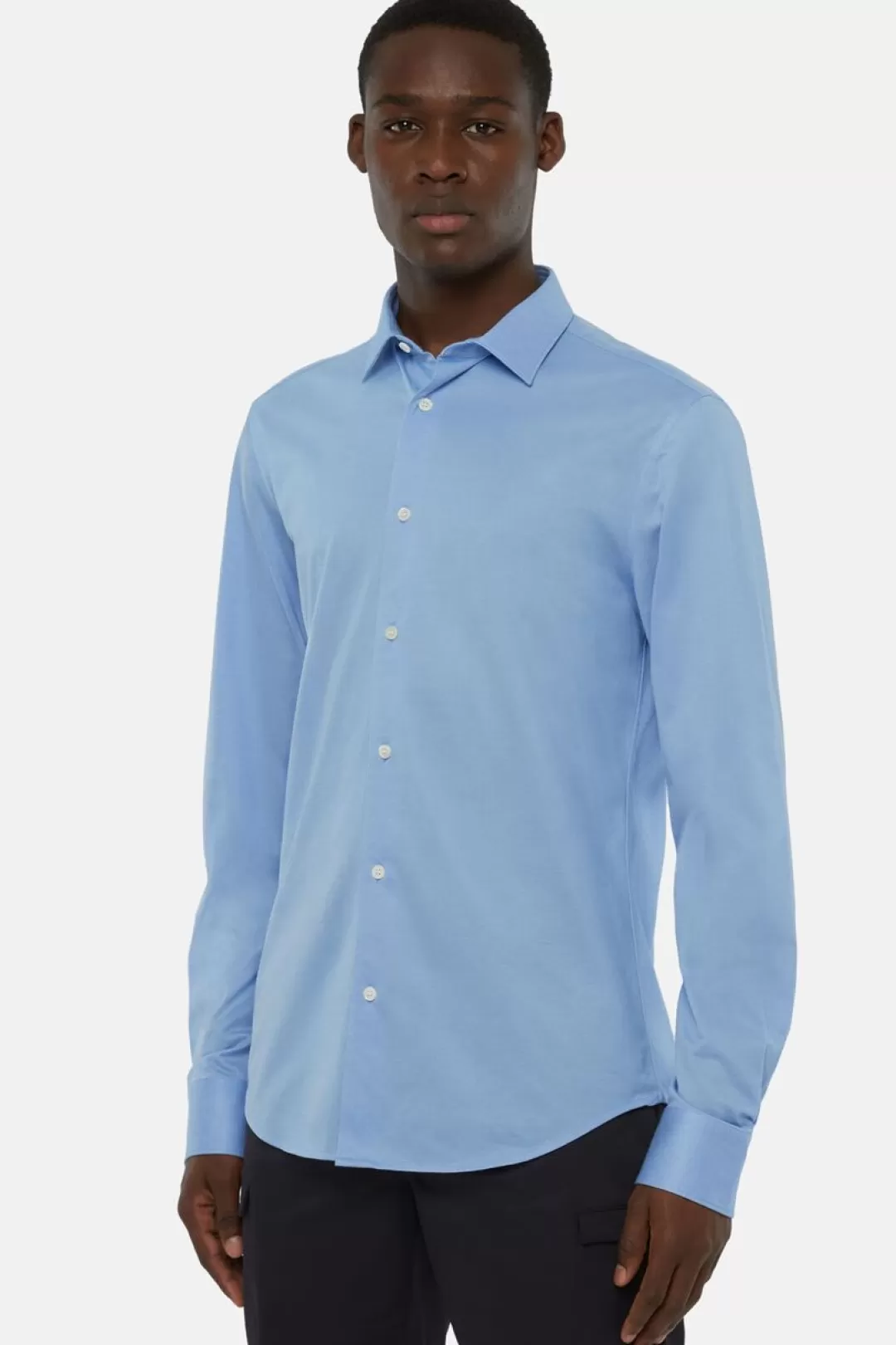 Boggi Camicia Azzurra In Cotone E Coolmax® Slim Fit Azzurro Shop