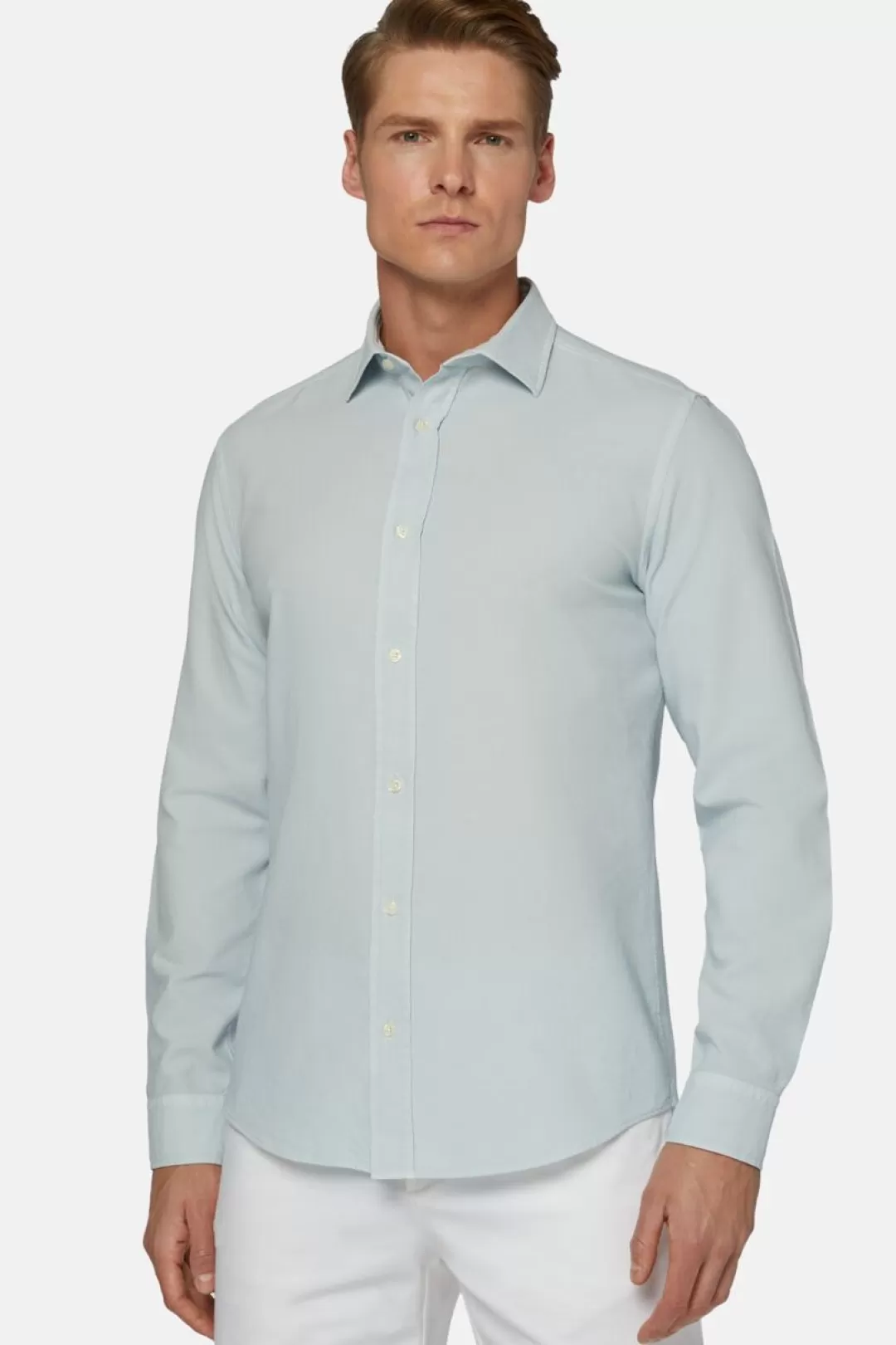 Boggi Camicia Azzurra In Cotone Regular Fit Blu Chiaro Store