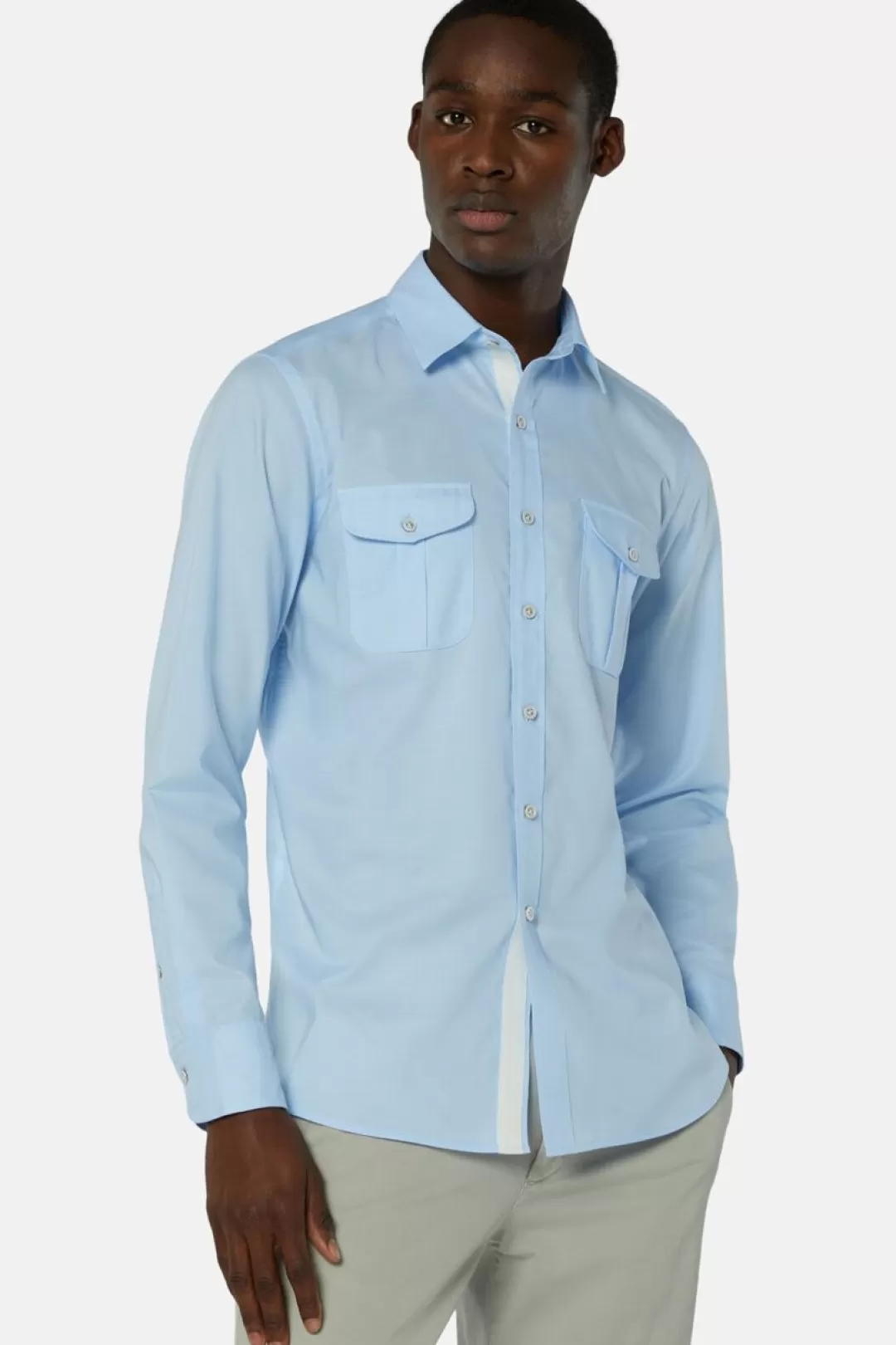 Boggi Camicia Azzurra In Oxford Performante Regular Fit Azzurro Cheap