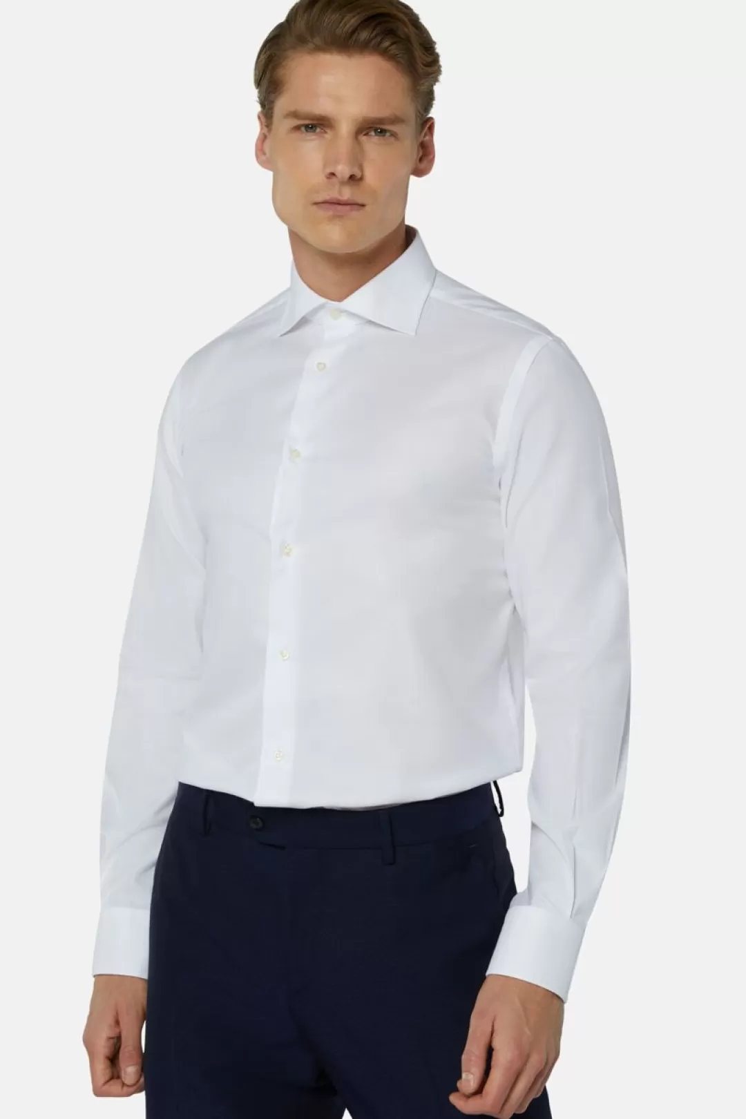 Boggi Camicia Bianca In Cotone Dobby Regular Fit Bianco Online