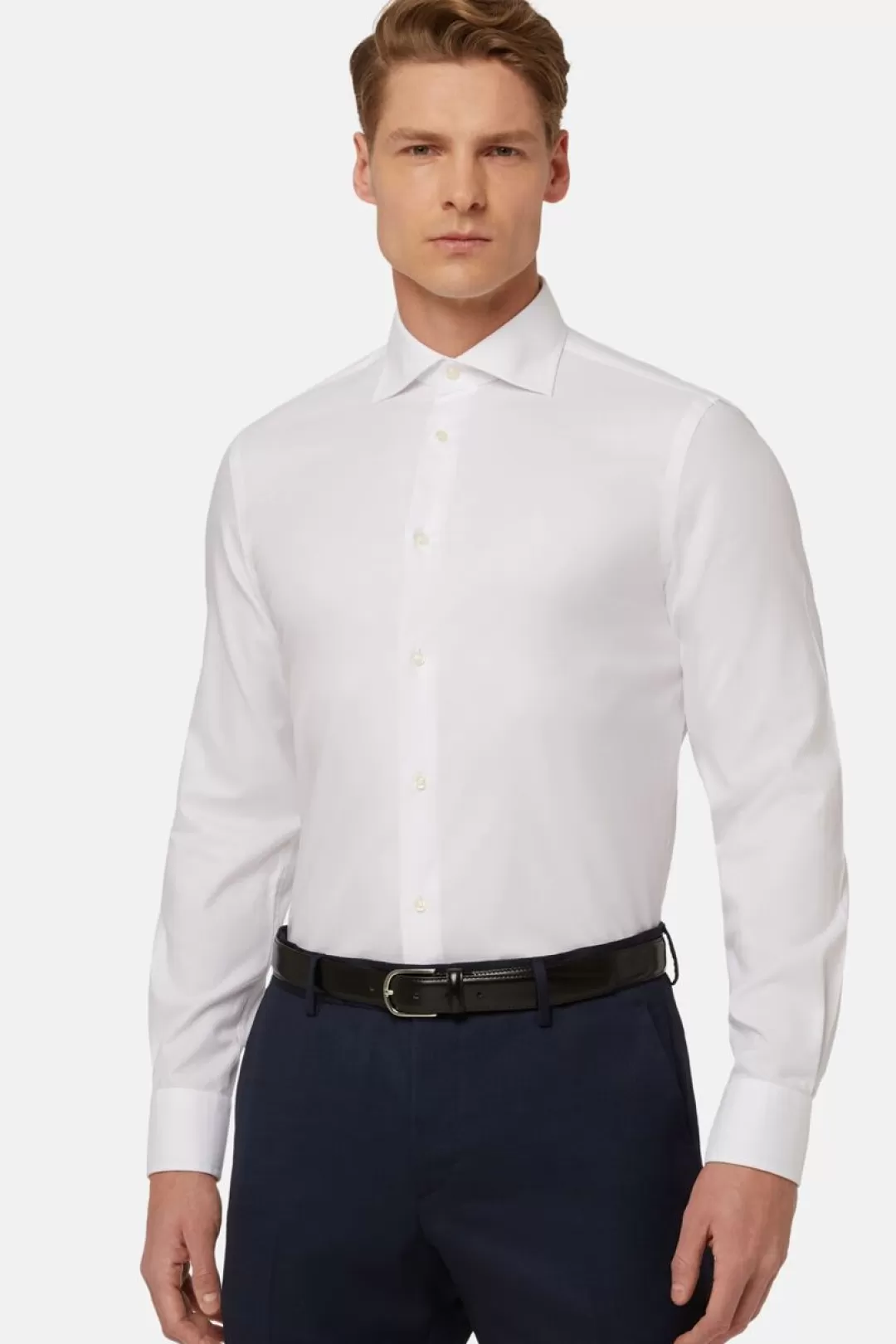 Boggi Camicia Bianca In Twill Di Cotone Slim Fit Bianco Best Sale