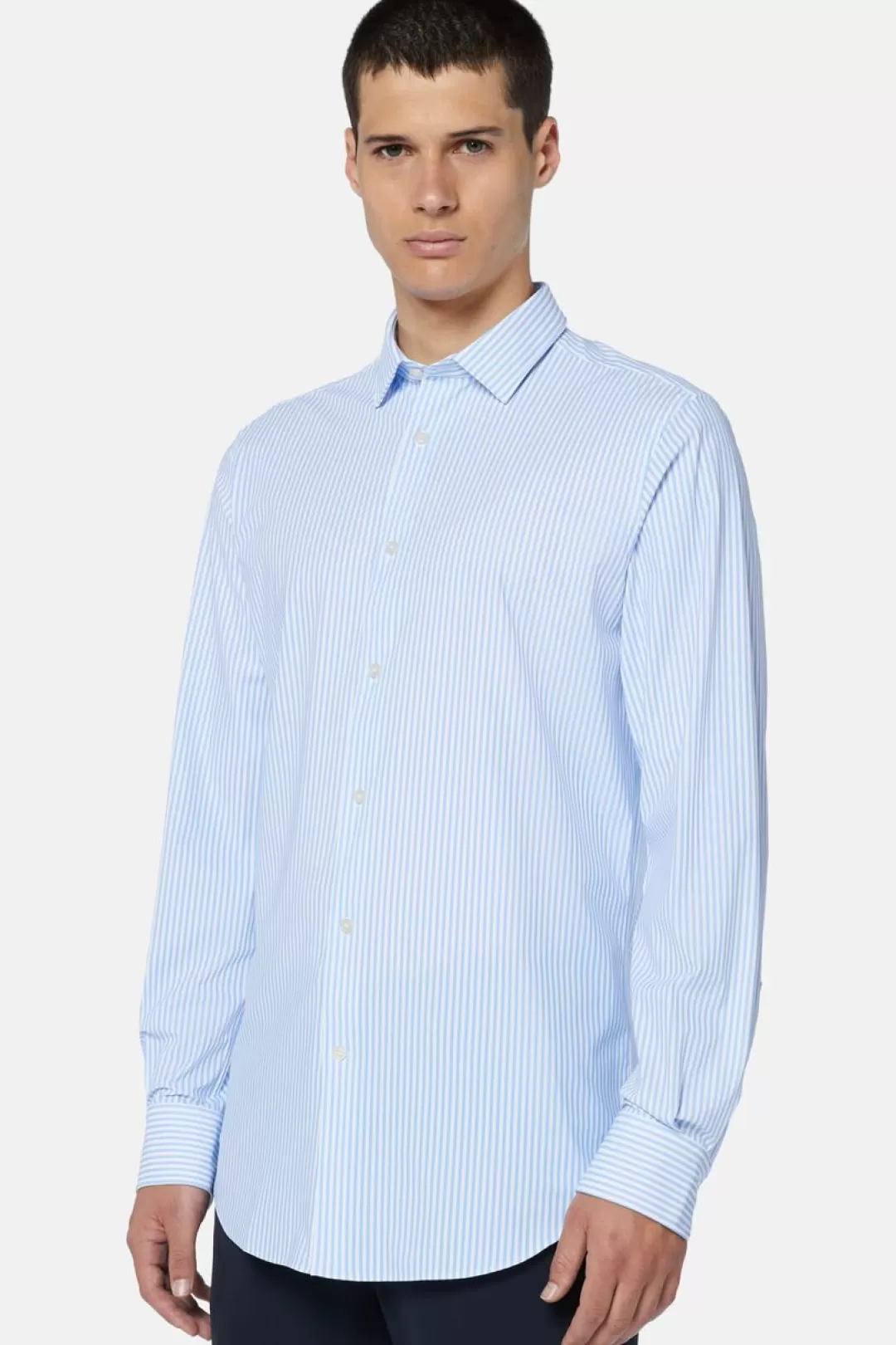 Boggi Camicia In Nylon Elasticizzato Azzurra Slim Fit Blu Chiaro Best Sale