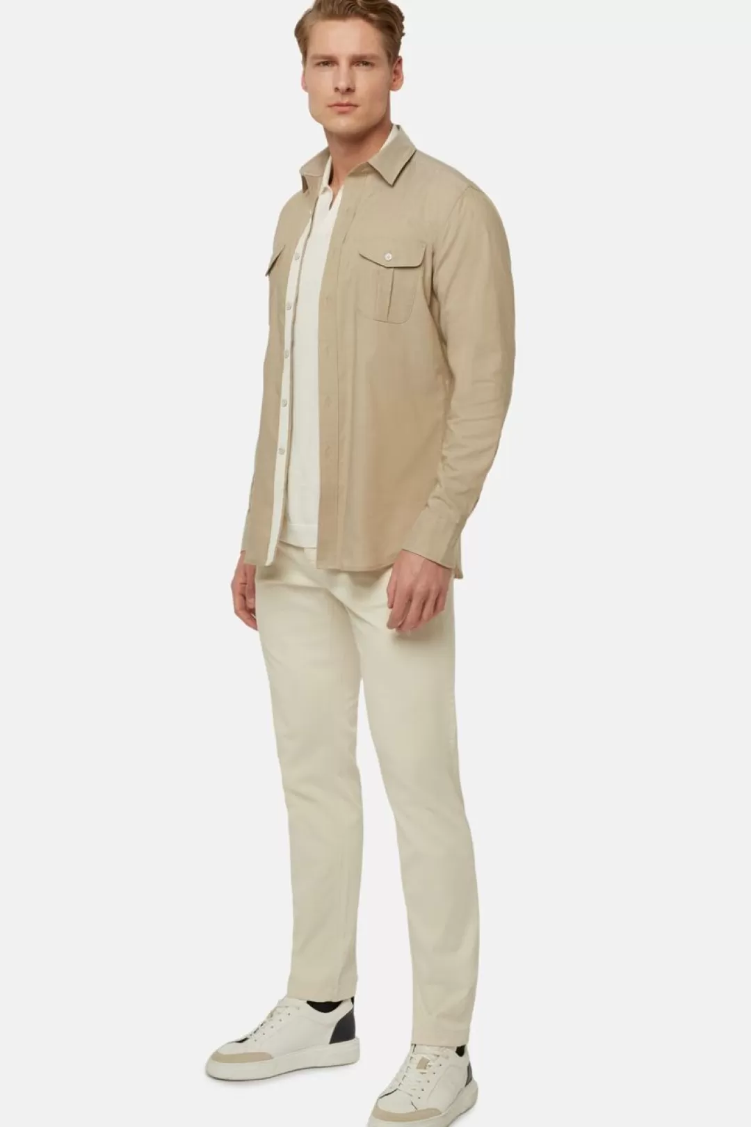 Boggi Camicia In Oxford Performante Regular Fit Beige Fashion