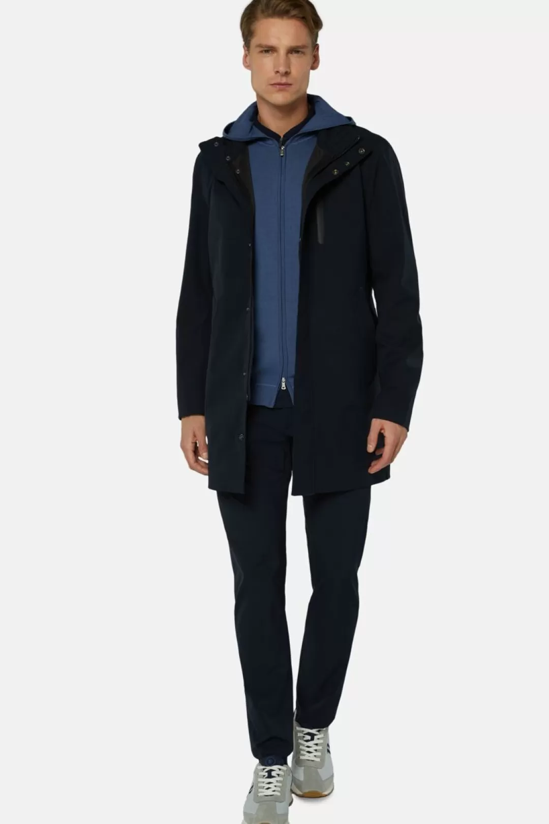 Boggi Car Coat In Tessuto Tecnico Riciclato B Tech Navy Outlet