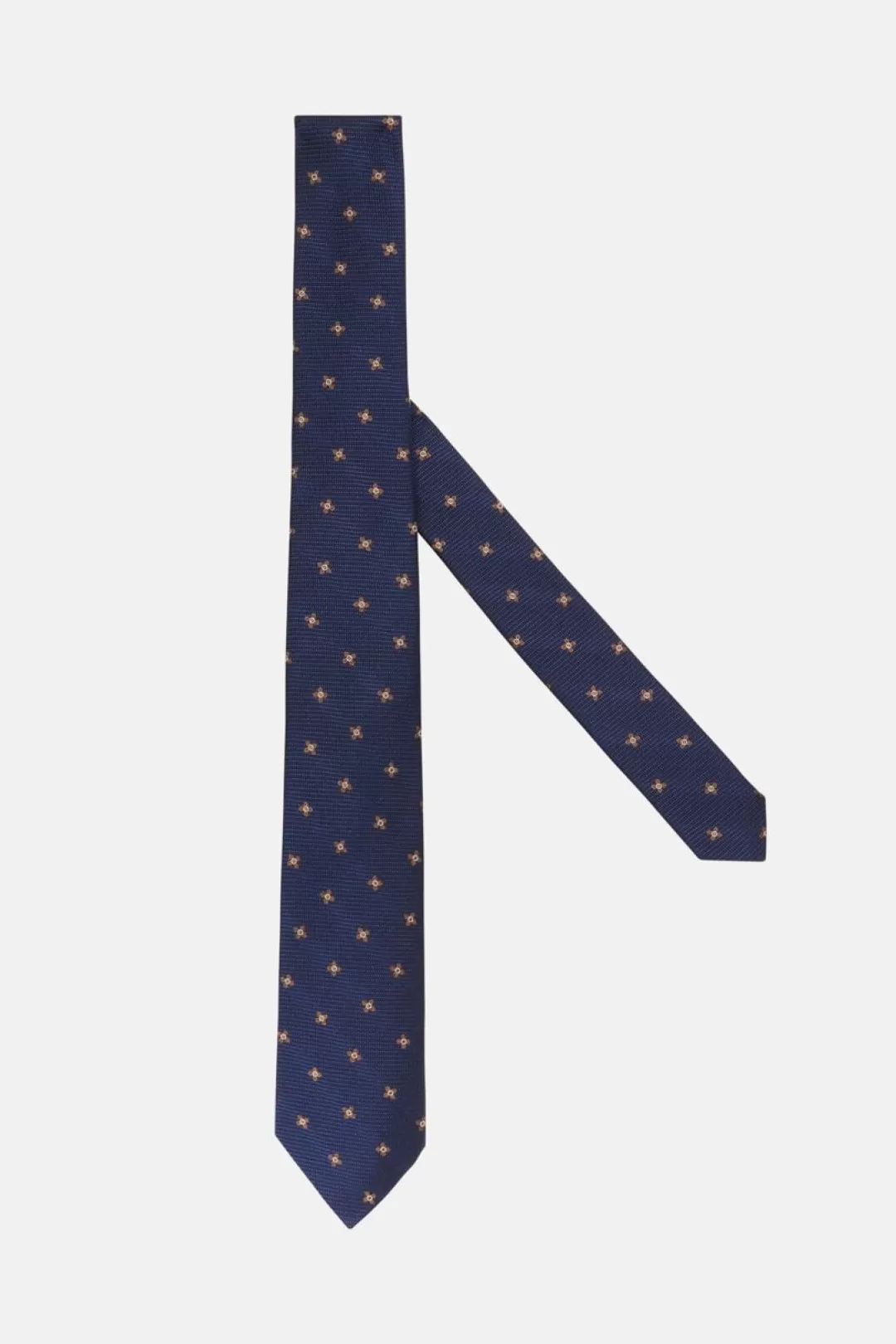 Boggi Cravatta Motivo Floreale In Seta Navy - Beige Shop