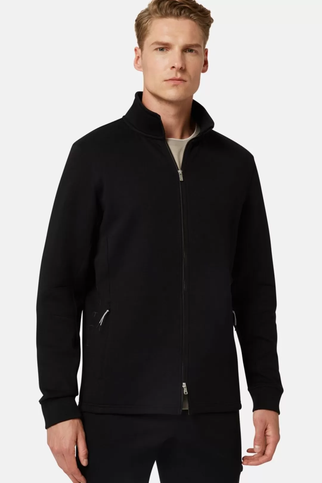 Boggi Felpa Full Zip In Light Scuba Riciclato Nero Flash Sale