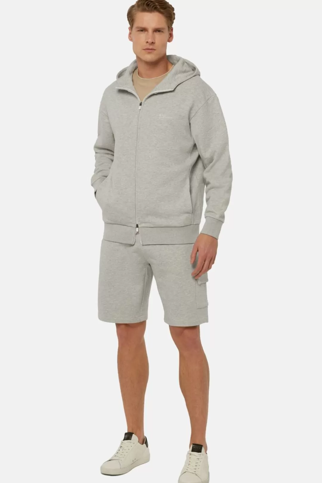 Boggi Felpa Full Zip In Misto Cotone Riciclato Grigio Fashion