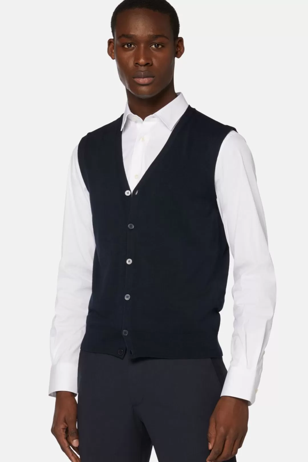 Boggi Gilet Di Maglia In Cotone Pima Navy Cheap