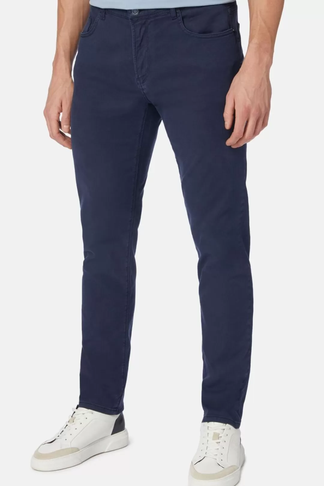 Boggi Jeans In Cotone Tencel Elasticizzato Navy New