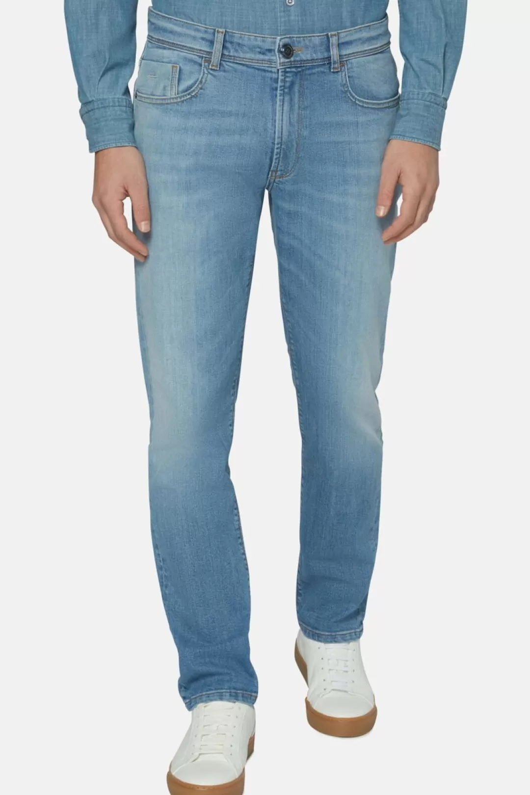 Boggi Jeans In Denim Elasticizzato Blu Chiaro Azzurro Outlet