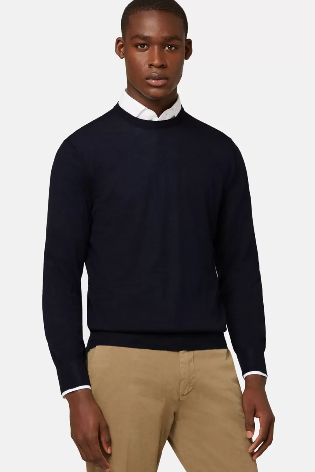 Boggi Maglia Girocollo In Cashmere Superfine Navy Flash Sale