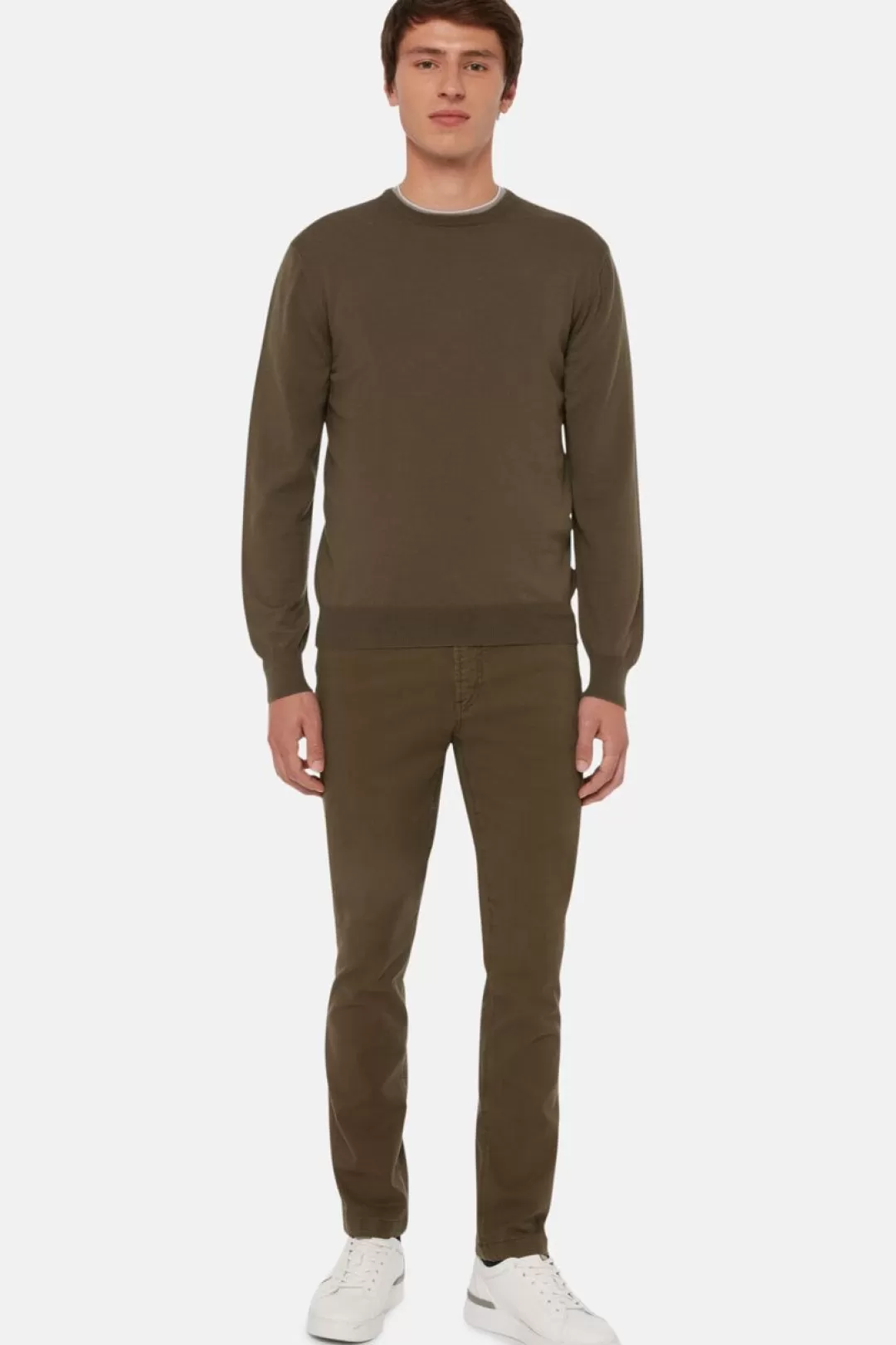 Boggi Maglia Girocollo Verde In Lana Merino Militare Online