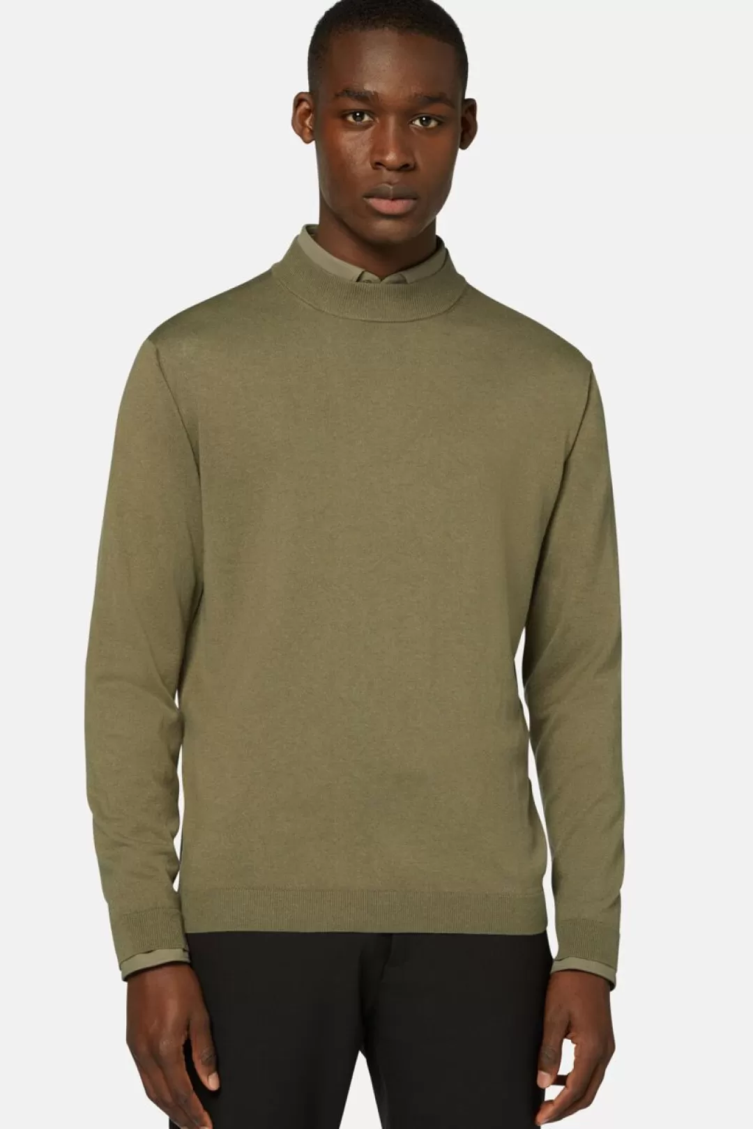 Boggi Maglia Lupetto Verde In Seta Cotone Militare Outlet