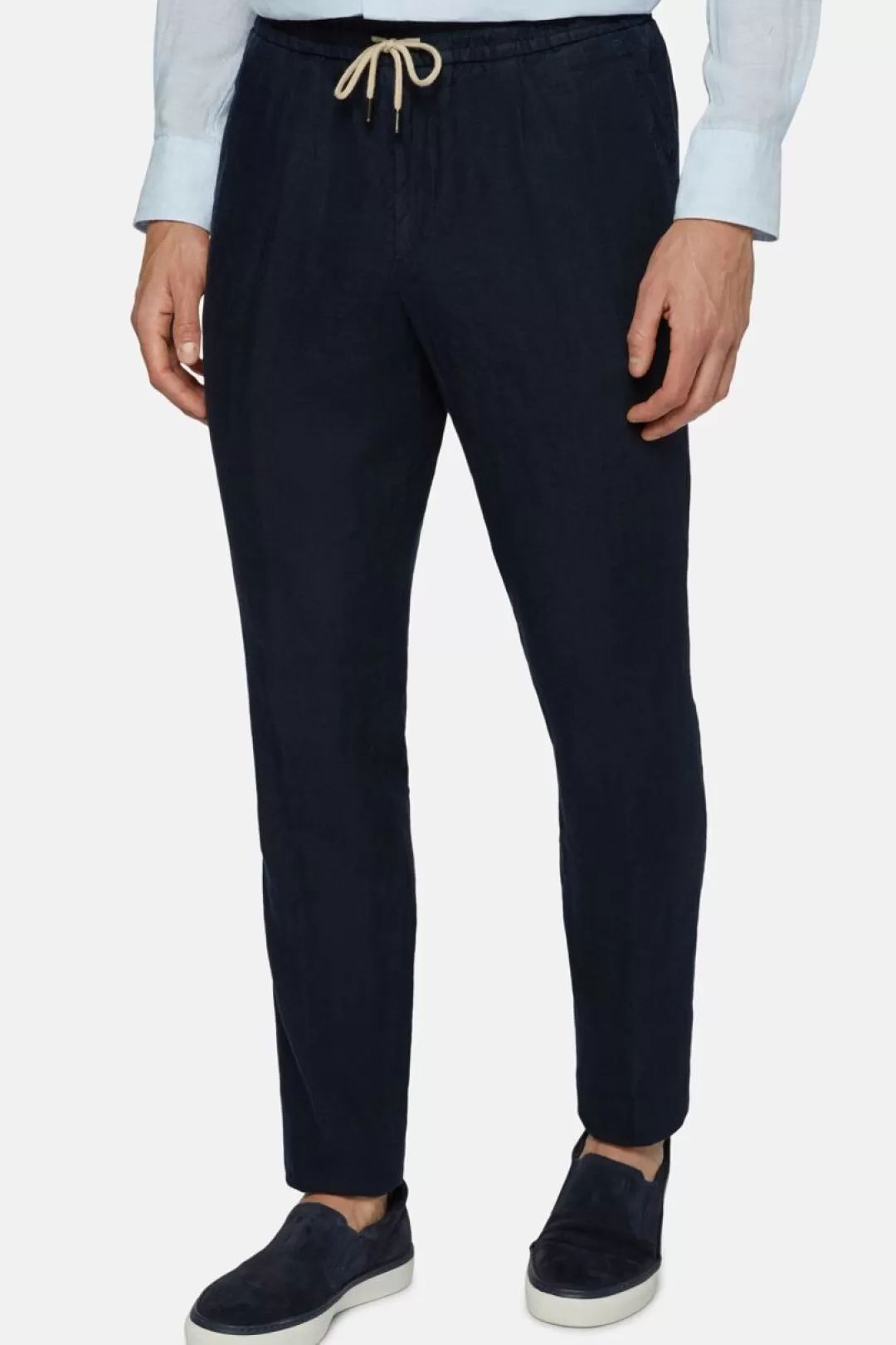 Boggi Pantaloni City In Lino Navy Discount