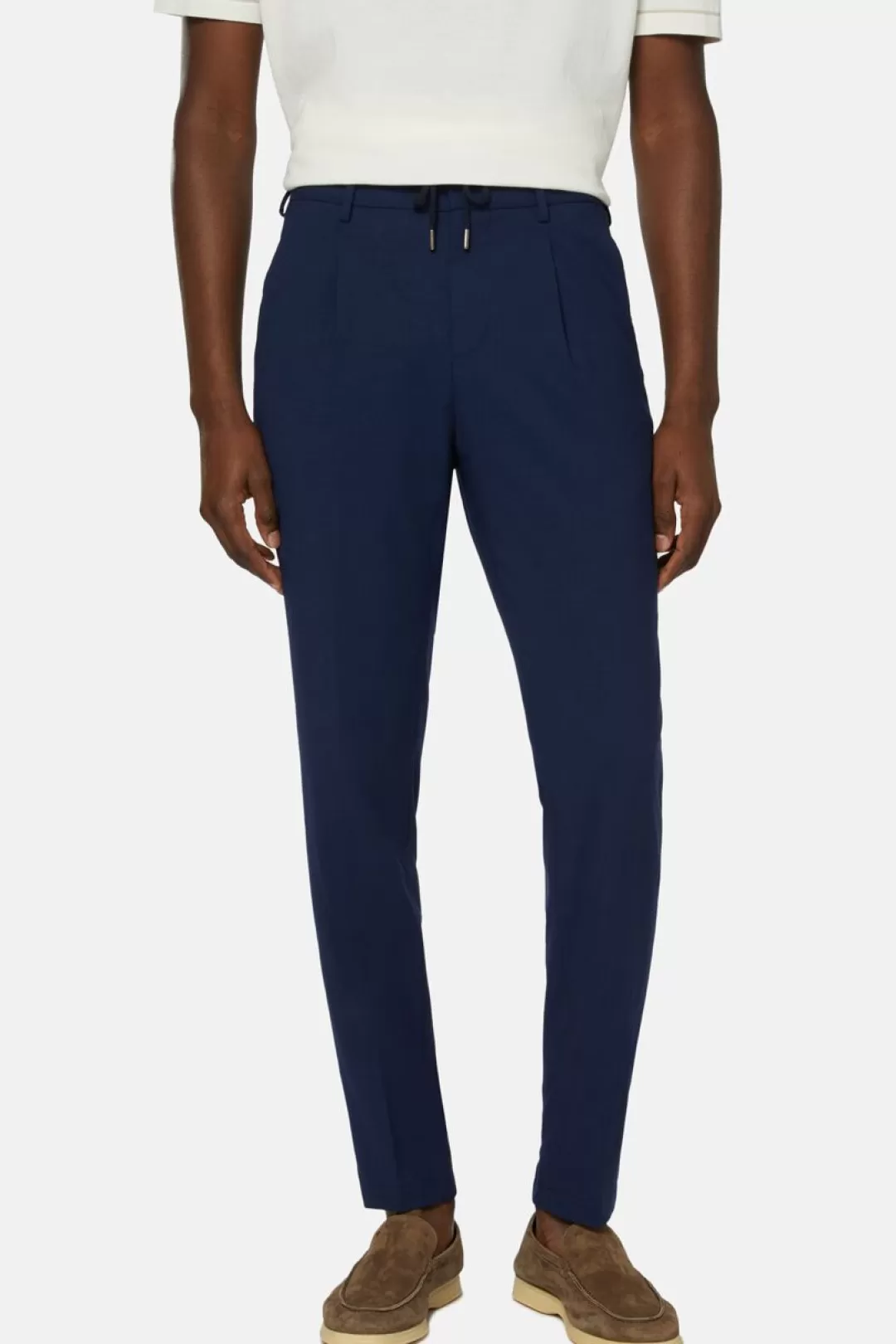 Boggi Pantaloni In Lana Elasticizzata B Aria Navy Outlet