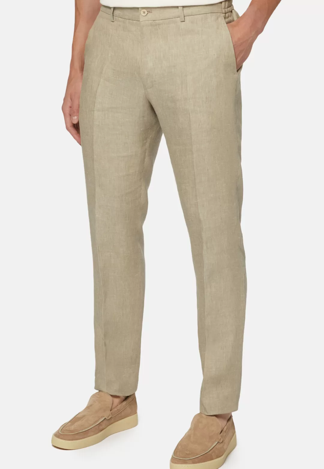 Boggi Pantaloni In Lino Taupe Outlet