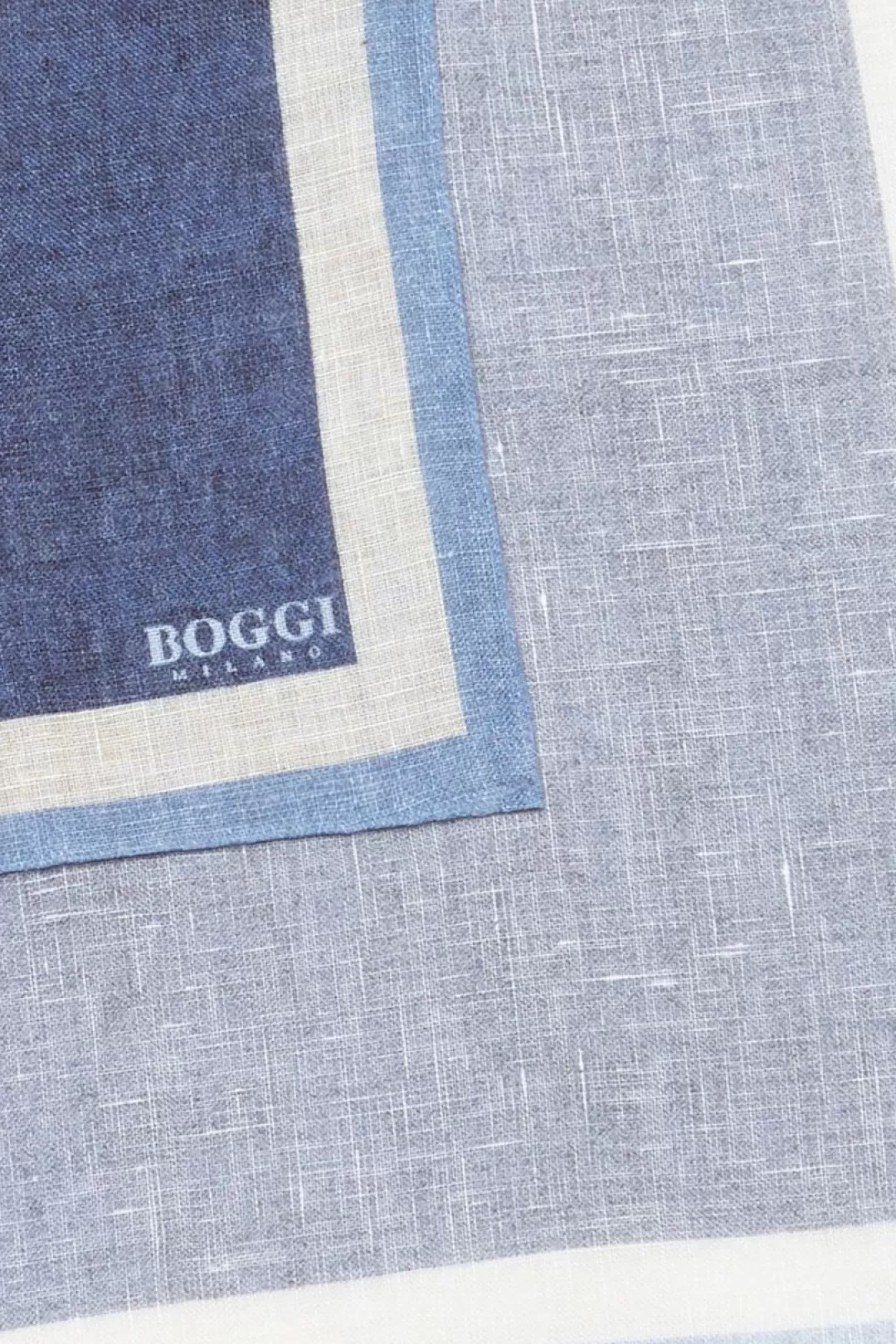Boggi Pochette Motivo Cornice In Lino Blu Store
