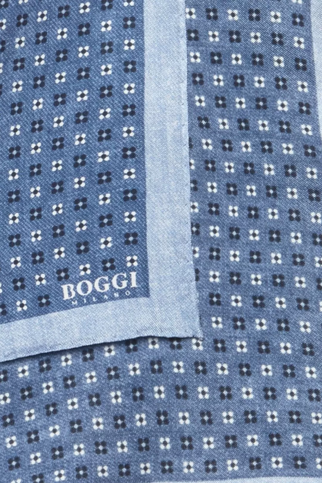 Boggi Pochette Motivo Floreale In Seta Blu Discount