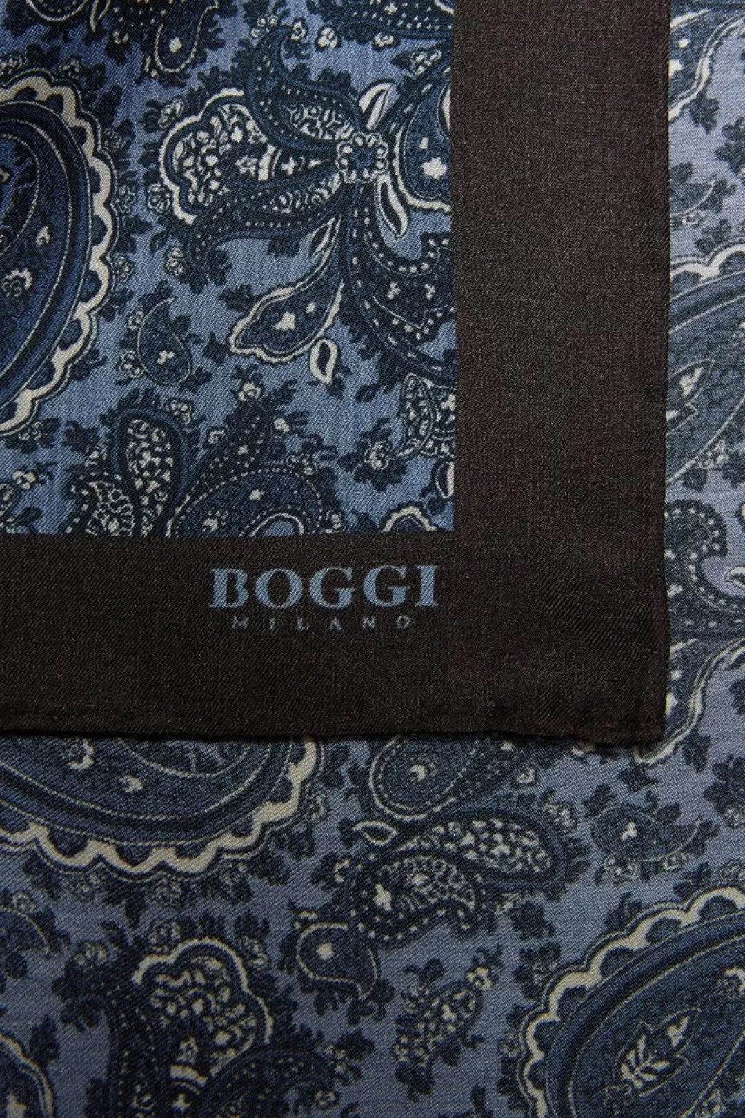 Boggi Pochette Motivo Macro Paisley In Seta Blu Cheap