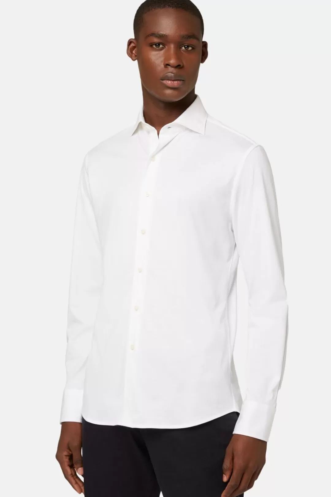 Boggi Polo Camicia In Jersey Di Cotone Regular Fit Bianco Outlet