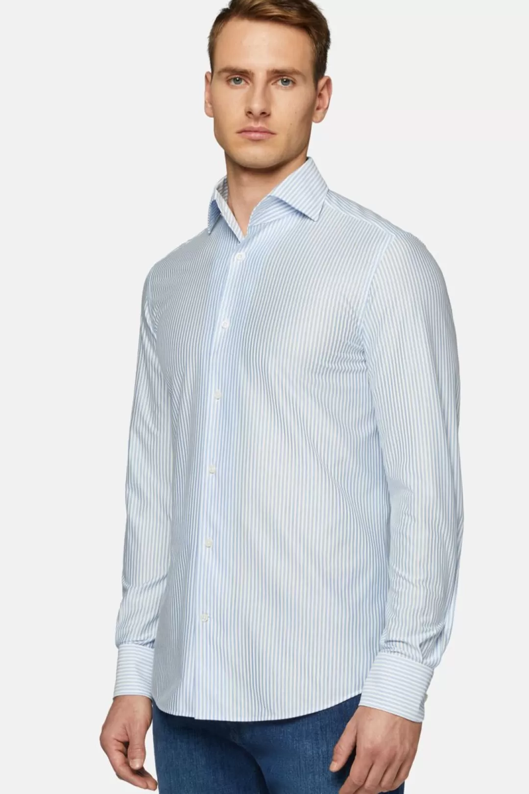 Boggi Polo Camicia In Jersey Giapponese Regular Fit Blu Chiaro Clearance