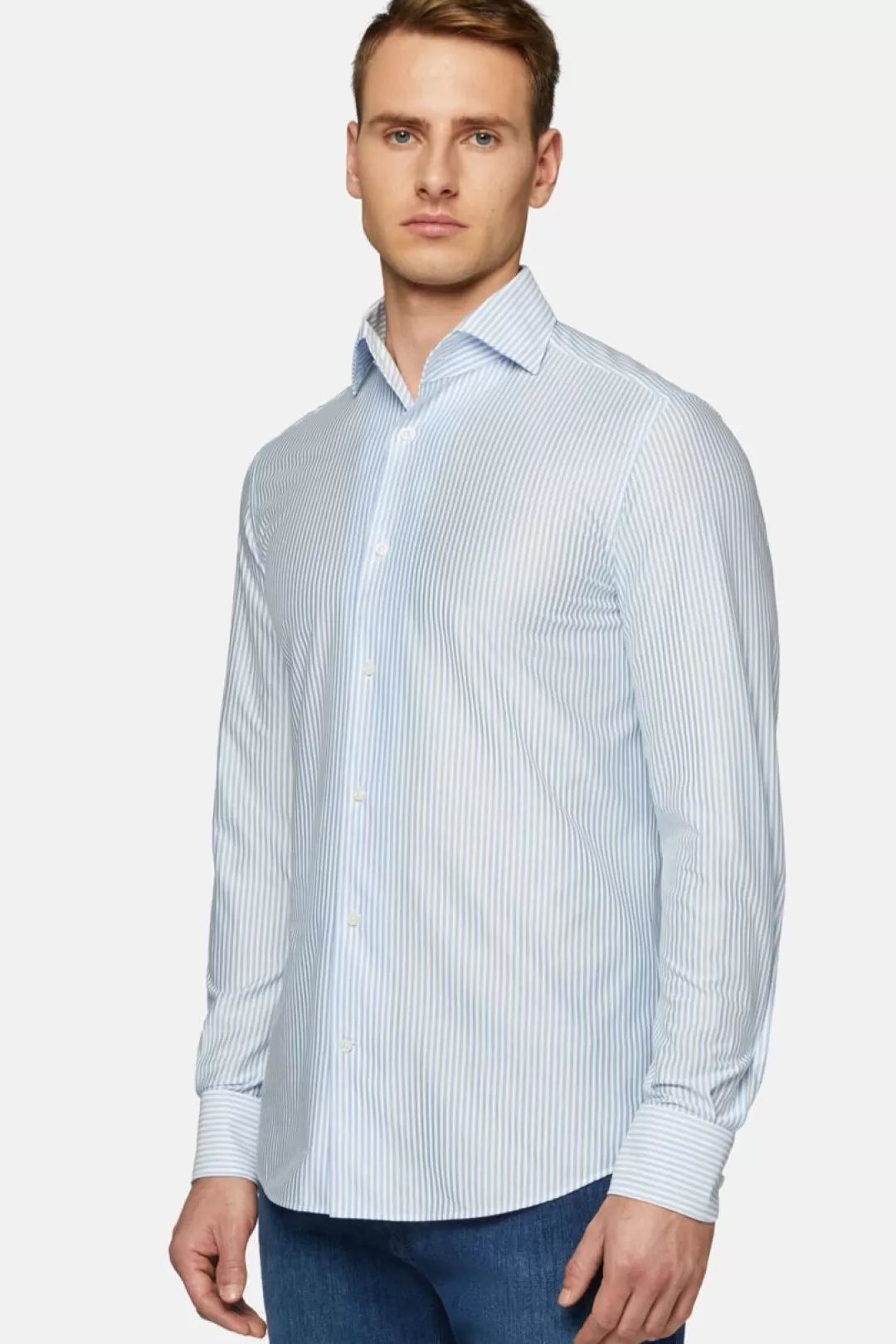 Boggi Polo Camicia In Jersey Giapponese Regular Fit Azzurro Outlet