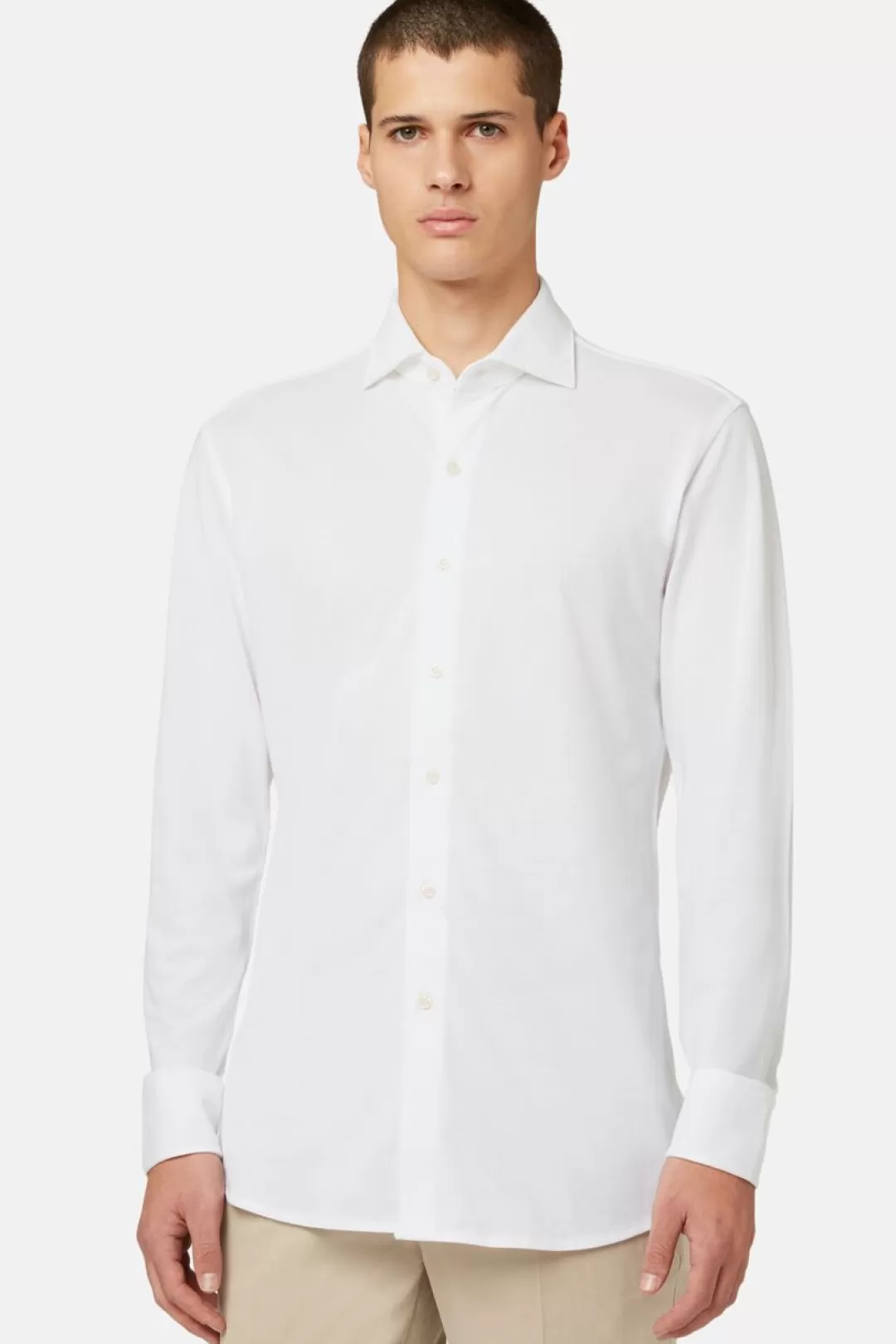 Boggi Polo Camicia In Pique Di Cotone Regular Fit Bianco Cheap