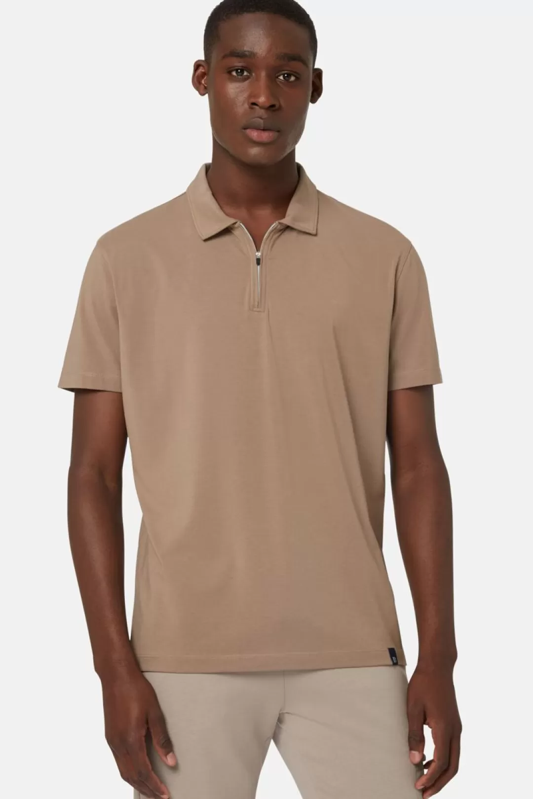 Boggi Polo In Cotone Supima Elasticizzato Regular Taupe Discount