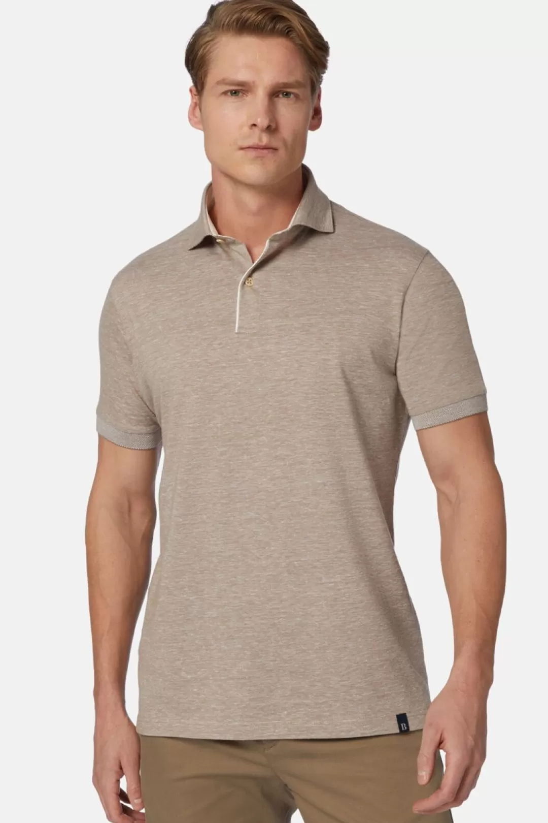 Boggi Polo In Pique Di Cotone Lino Beige Flash Sale