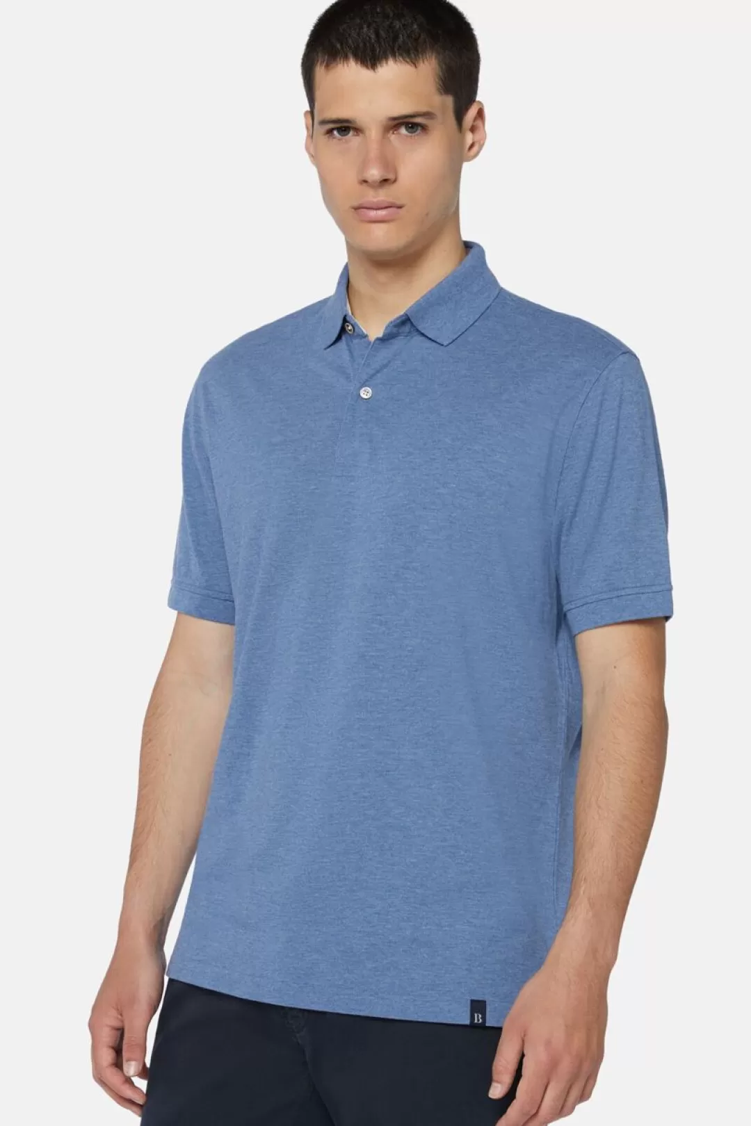 Boggi Polo In Pique Di Cotone Regular Blu Chiaro Fashion