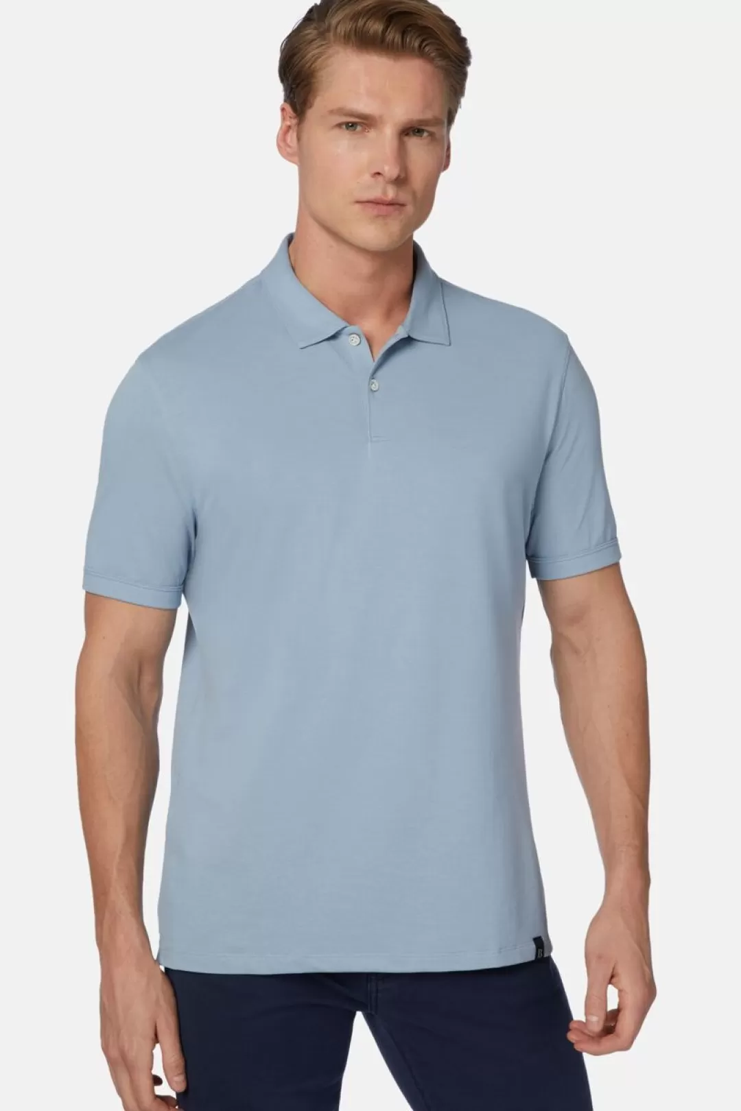 Boggi Polo Spring In Pique Performante Ecosostenibile Blu Chiaro Fashion