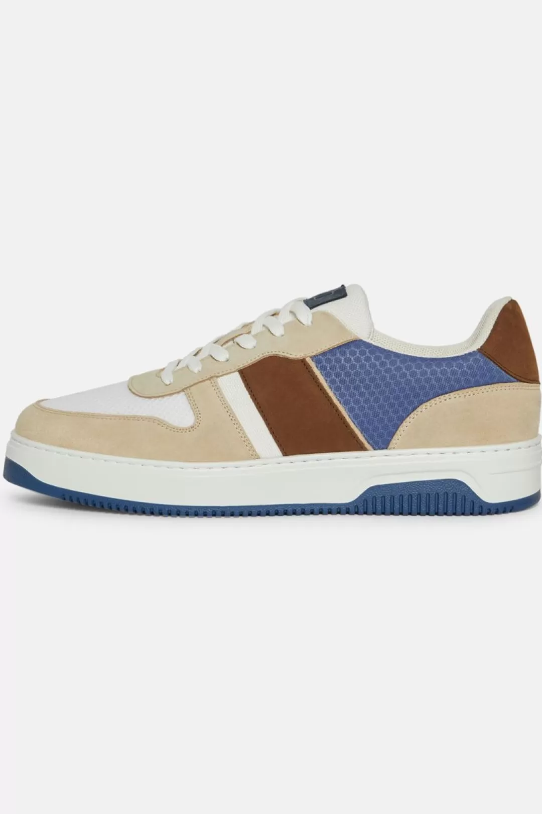 Boggi Sneakers Beige In Pelle E Tessuto Tecnico Azzurro Clearance