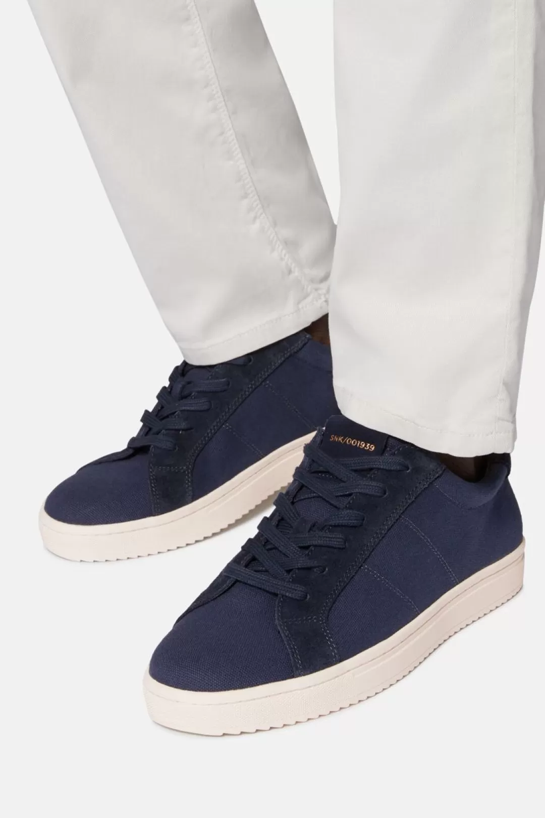 Boggi Sneakers In Canvas E Suede Navy Shop