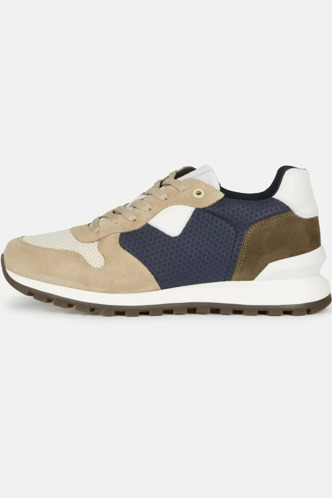 Boggi Sneakers Navy Beige In Pelle E Tessuto Tecnico Sabbia Store