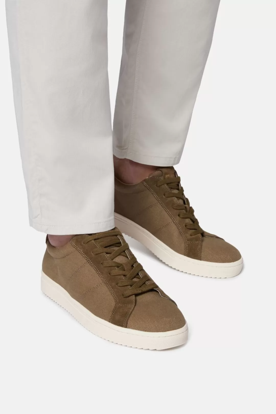 Boggi Sneakers Verdi In Canvas E Suede Militare Flash Sale