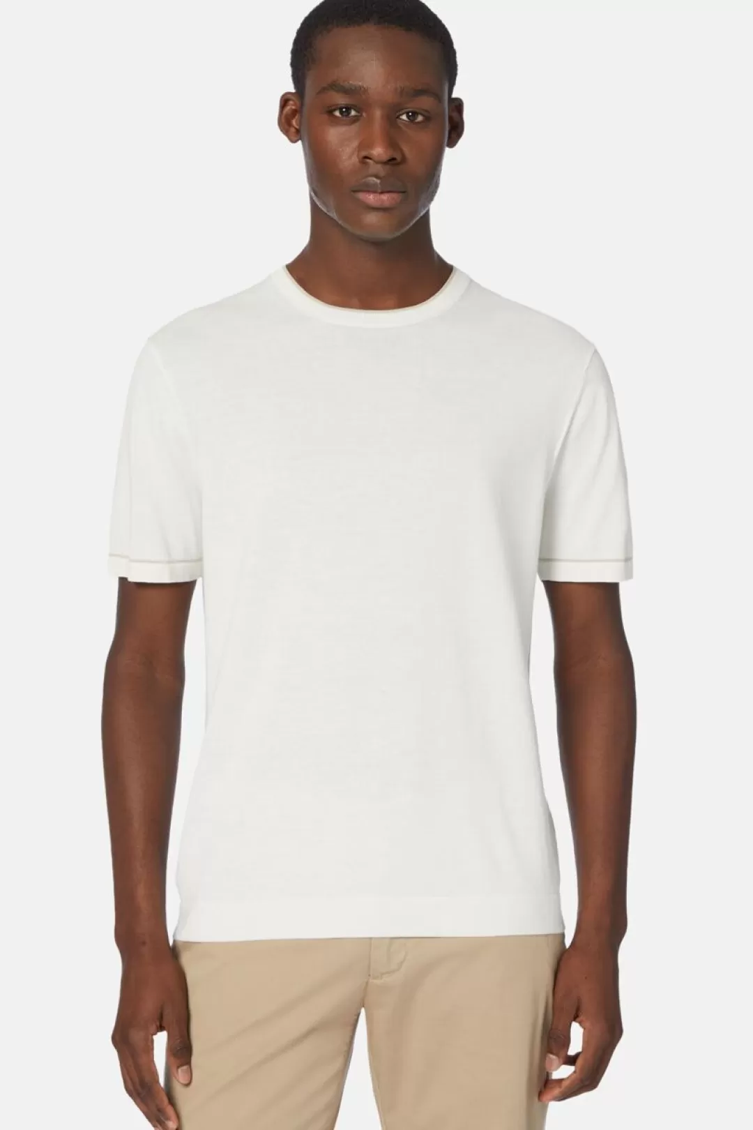 Boggi T-Shirt Di Maglia Bianca In Cotone Crepe Bianco Flash Sale