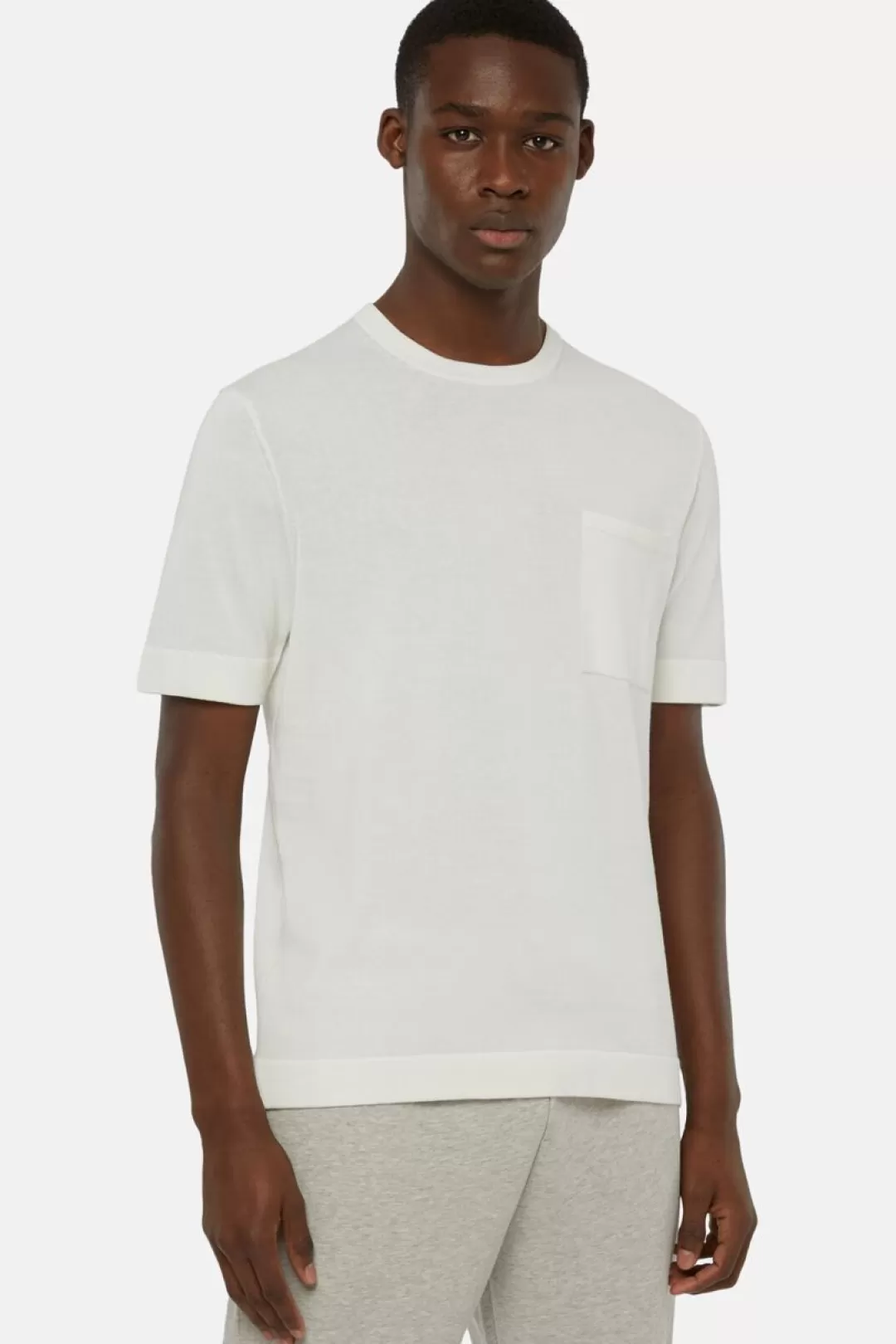 Boggi T-Shirt Di Maglia Bianca In Cotone Pima Bianco Discount