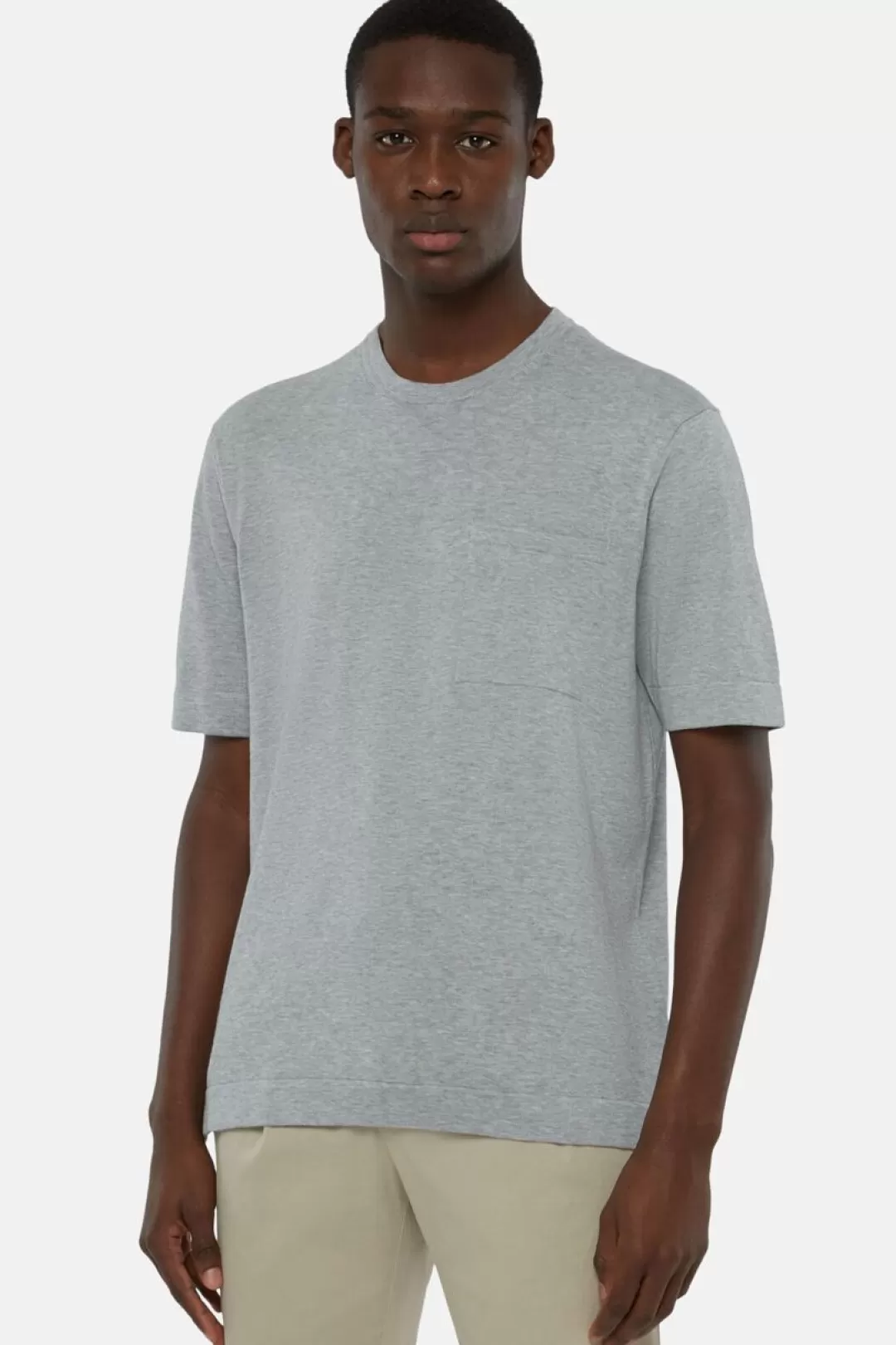 Boggi T-Shirt Di Maglia Grigia In Cotone Pima Grigio Discount