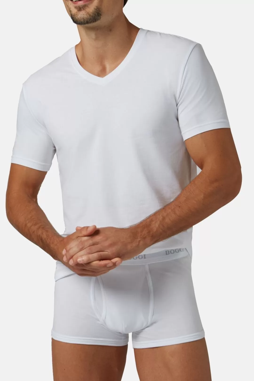 Boggi T-Shirt In Jersey Di Cotone Elasticizzato Bianco Discount