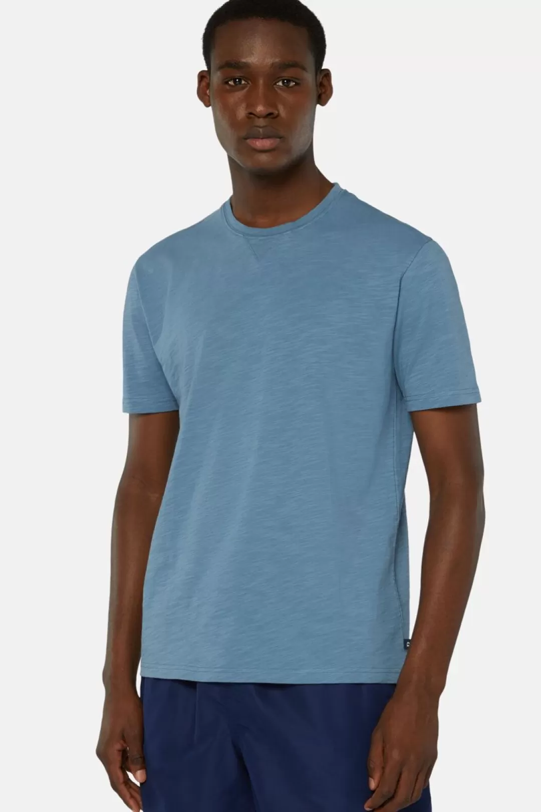 Boggi T-Shirt In Jersey Di Cotone Organico Slub Air-Blu Best Sale