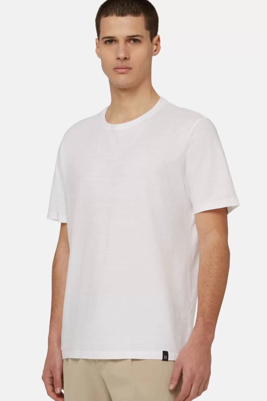 Boggi T-Shirt In Jersey Di Cotone Slub Bianco Clearance