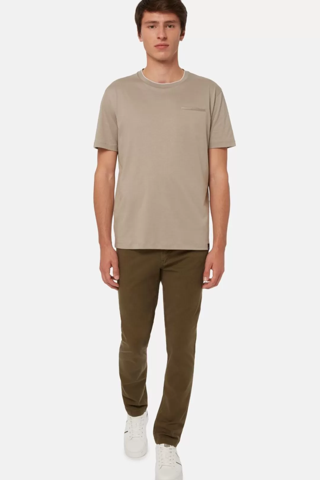 Boggi T-Shirt In Jersey Di Cotone Tencel Militare Online