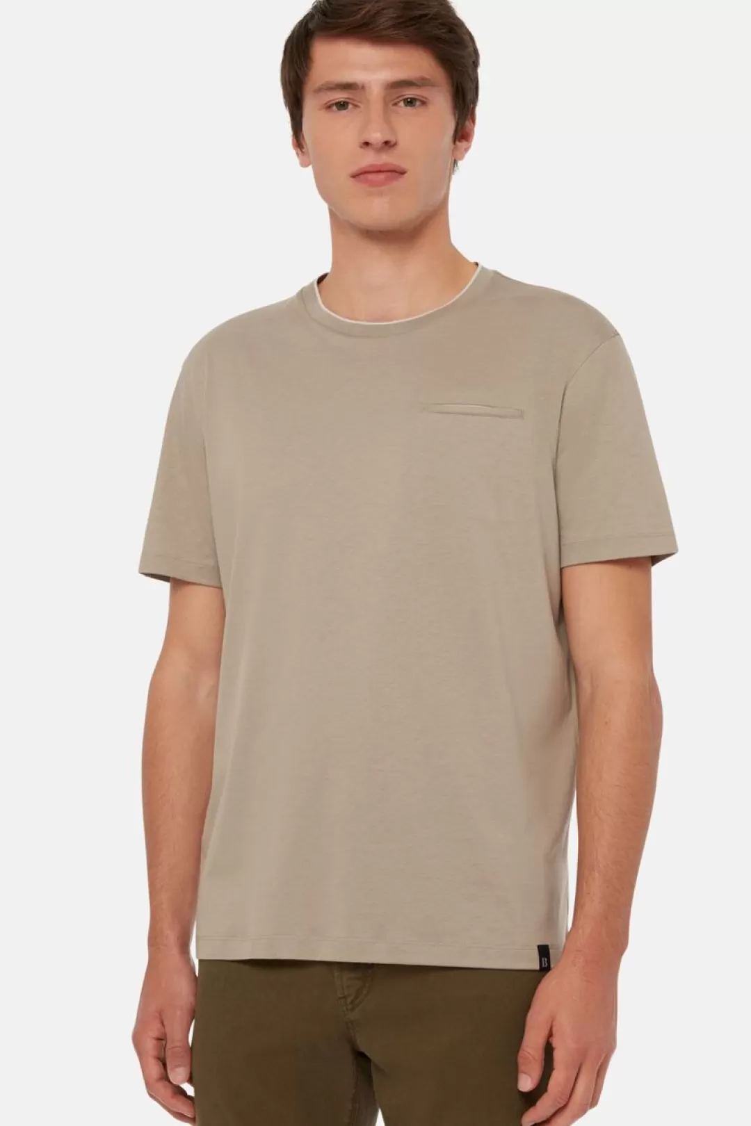 Boggi T-Shirt In Jersey Di Cotone Tencel Militare Online