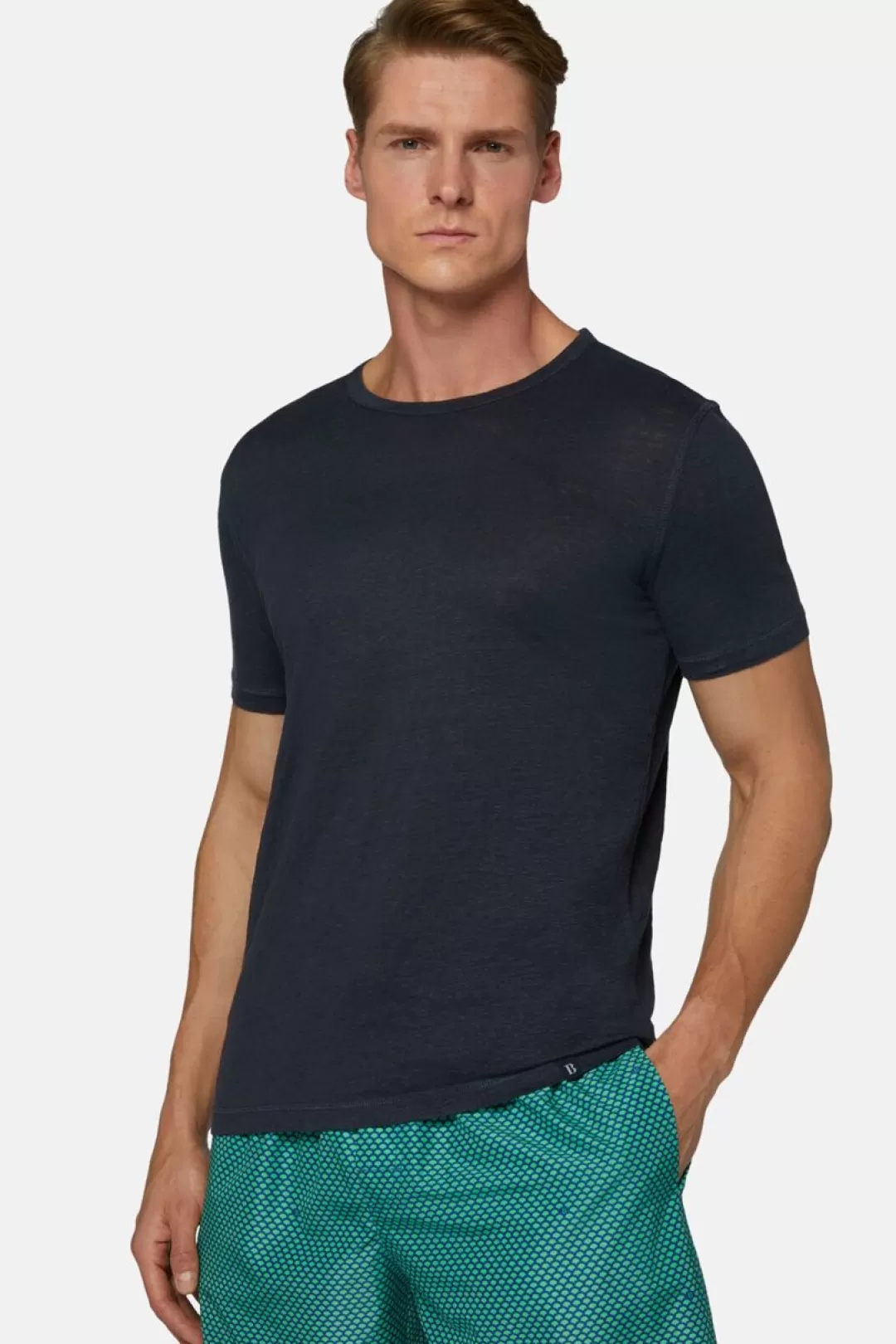 Boggi T-Shirt In Jersey Di Lino Stretch Elasticizzato Verde Cheap